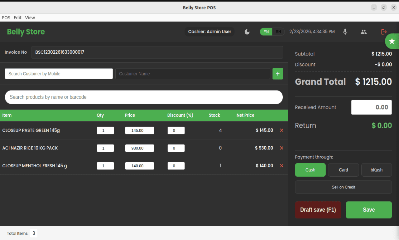 FaazSoft Multi-Branch POS System dashboard showing multi-store stock levels and revenue